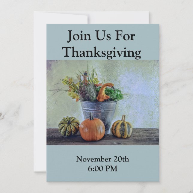 Invitación Vida residual del otoño con calabazas, flores (Anverso)