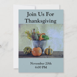 Invitación Vida residual del otoño con calabazas, flores