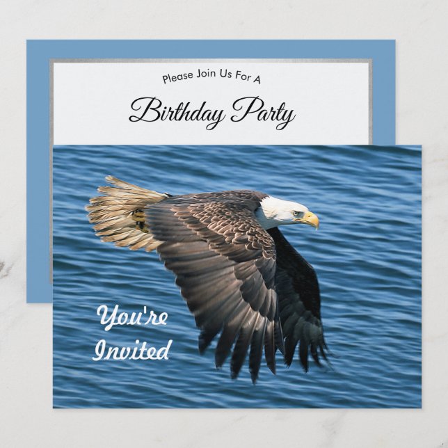Invitación Vida silvestre Bald Eagle Foto Cumpleaños (Anverso / Reverso)