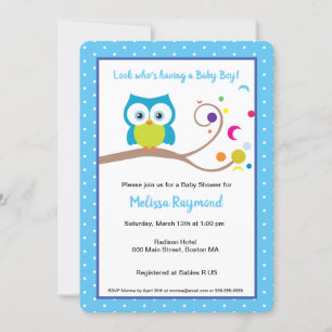 Invitación Vida silvestre de Baby Boy Hoot Owl Woodland