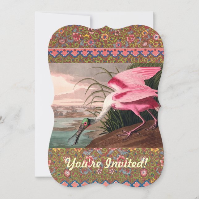 Invitación Vida silvestre de los pájaros roseados Spoonbill A (Anverso)