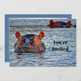 Invitación Vida silvestre Hippo Water Photo Birday