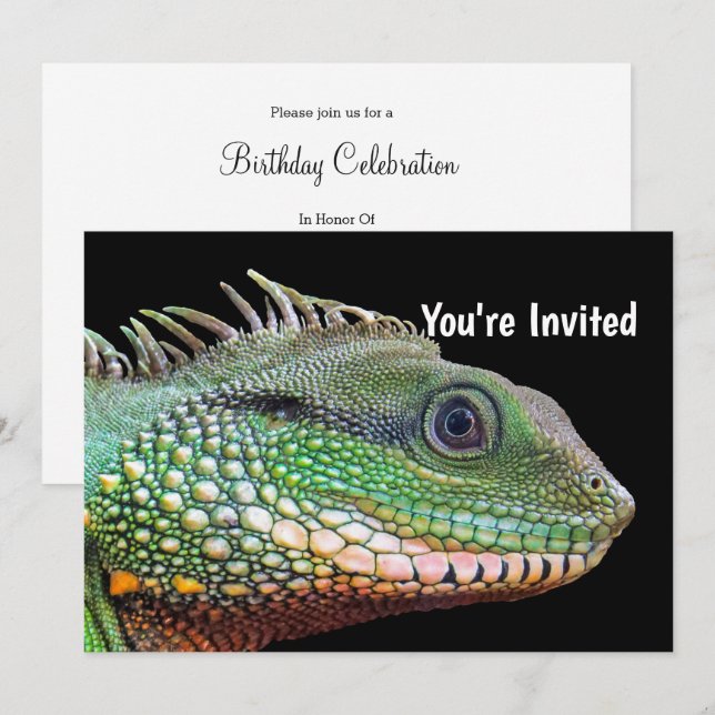 Invitación Vida silvestre Iguana Foto Cumpleaños (Anverso / Reverso)