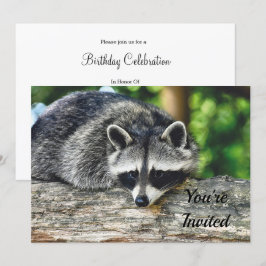 Invitación Vida silvestre Raccoon Log Mammal Photo Birday