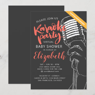 Invitación Video de Baby Shower de Fiesta de karaoke virtual