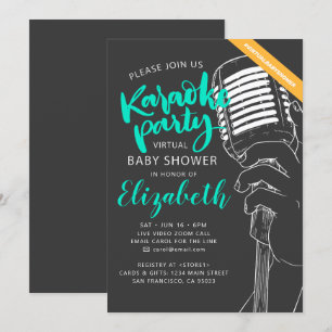 Invitación Video de Baby Shower de Fiesta de karaoke virtual