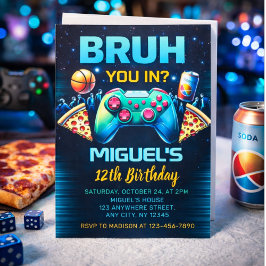 Invitación video game birthday party invitation