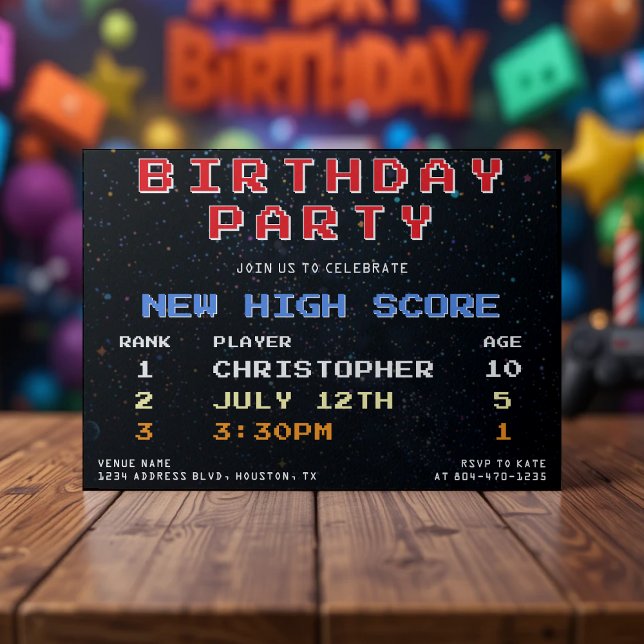 Invitación Video Game High Score Retro 10th Birthday Party (Video Game High Score Retro 10th Birthday Party Invitation
)