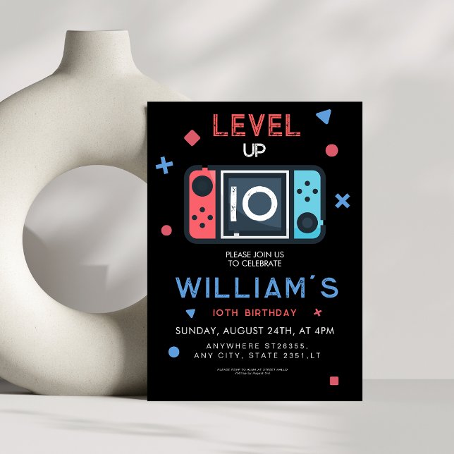 Invitación Video game Level up 10th Birthday (Subido por el creador)