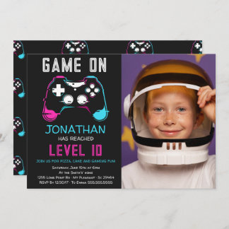 Invitación Video Game Level up Gamer Birthday Photo