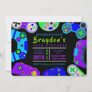 Invitación VIDEO JUEGO JUEGOS Niños Fiesta de cumpleaños