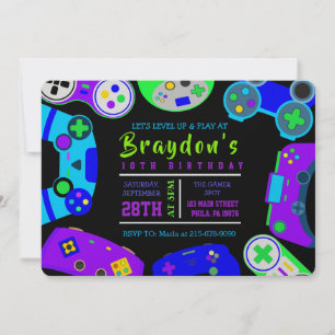 Invitación VIDEO JUEGO JUEGOS Niños Fiesta de cumpleaños