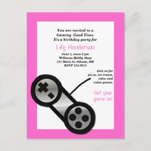 Invitación video rosada del fiesta del juego