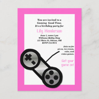 Invitación video rosada del fiesta del juego