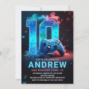 Invitación Videojuego 10.ª fiesta de cumpleaños
