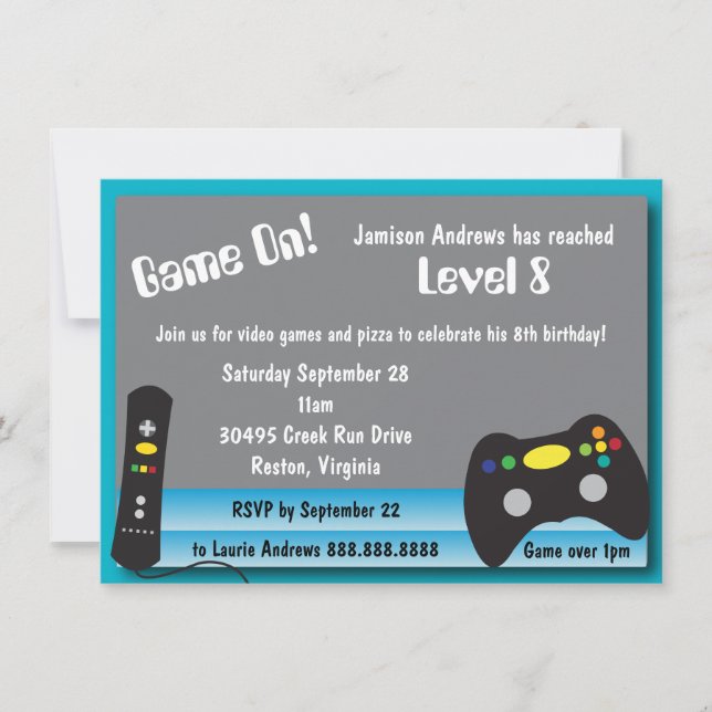 Invitación Videojuego Camión fiesta de cumpleaños (Anverso)