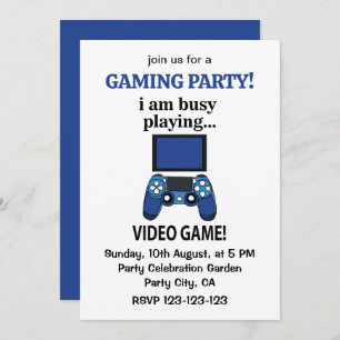 Invitación Videojuego Estoy ocupado Jugando Videojuego