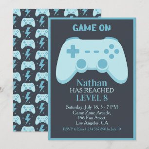 Invitación Videojuego   Fiesta de Gamer Cumpleaños del 8vo Ni