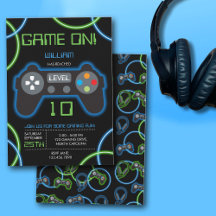 Videojuego Neon Blue & Green Birday Party