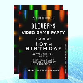 Invitación Videojuego Neon Color Gaming Birday