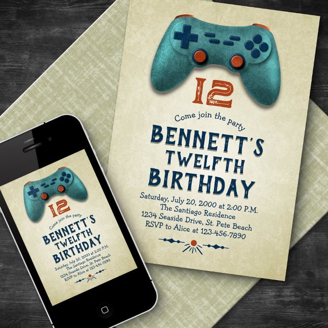 Invitación Videojuego vintage Cumpleaños (Subido por el creador)