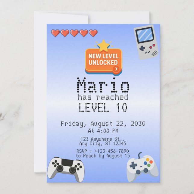 Invitación Videojuegos (Anverso)