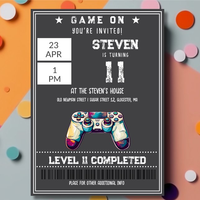 Invitación Videojuegos cumpleaños niños (Subido por el creador)