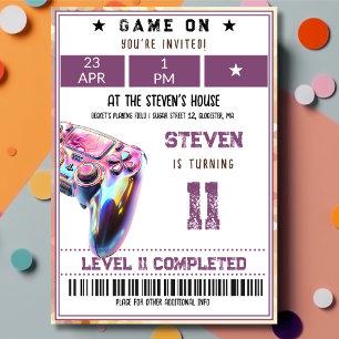 Invitación Videojuegos cumpleaños niños