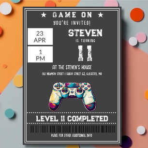 Invitación Videojuegos de cumpleaños