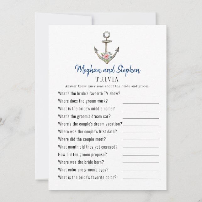 Invitación Videojuegos de Nautical Anchor Couple's Shower Tri (Anverso)