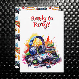 Invitación Videojuegos, libros y la fiesta de cumpleaños de u