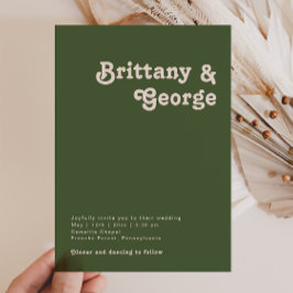 Invitación Videos retro simples | Boda Casual Verde Olivo