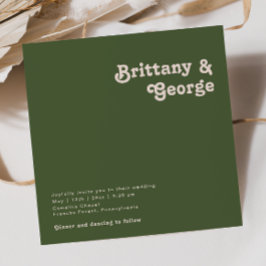 Invitación Videos retro simples | Boda de la plaza verde oliv