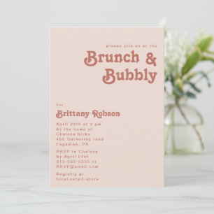Invitación Videos retro simples   Brunch rosa Rubor y burbuja