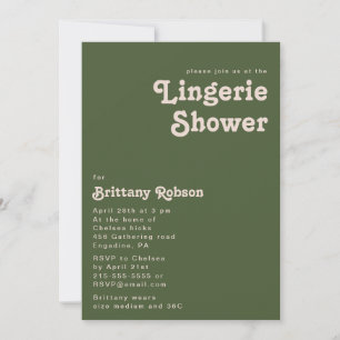 Invitación Videos retro simples Ducha De Lingerie Verde De