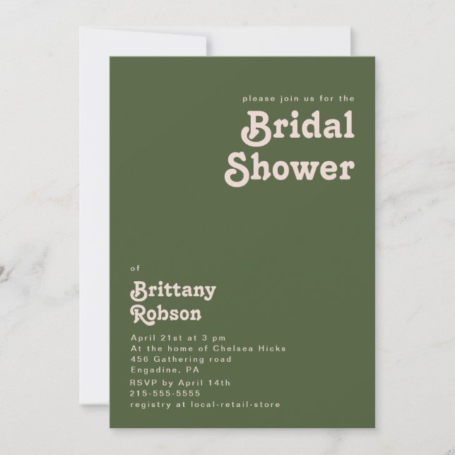 Invitación Videos retro simples | Ducha de Novias Verdes de O (Anverso)
