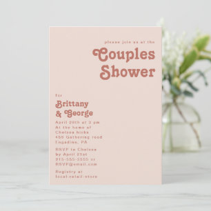 Invitación Videos retro simples Ducha Rubor Pink Couples