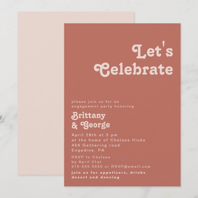 Invitación Videos retro simples | Rosa viejo Celebremos (Anverso / Reverso)