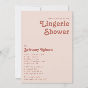 Invitación Videos retro simples Rubor Pink Lingerie Shower