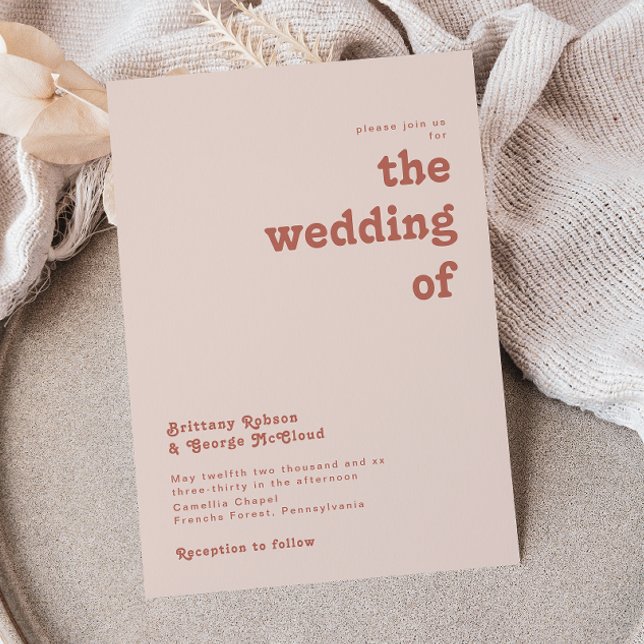 Invitación Videos retro simples | Rubor Rosa El Boda De (Subido por el creador)