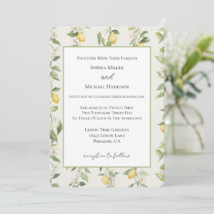 Invitación Vides de limón amarillo boda