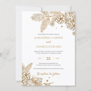 Invitación Vidriera dorada y boda moderno de moda
