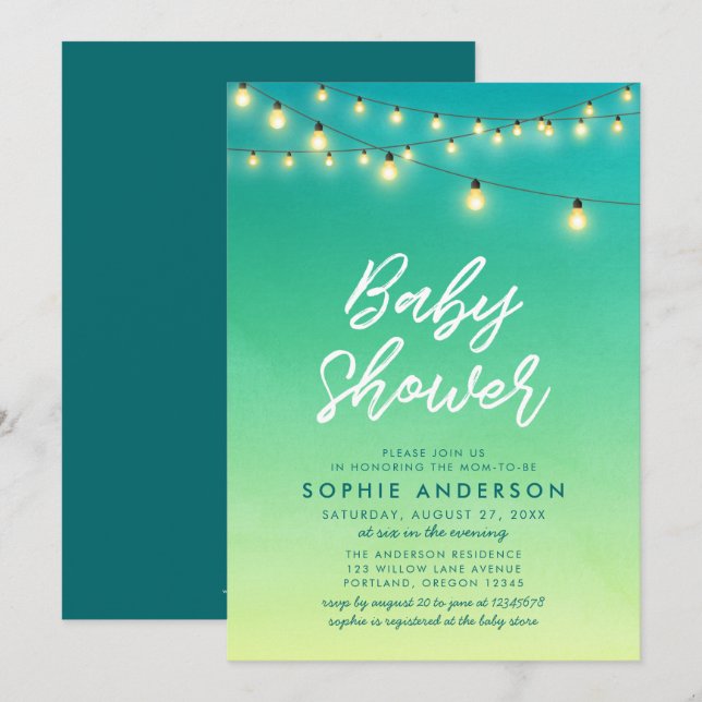Invitación Vidrio acuático de Baby Shower Light (Anverso / Reverso)