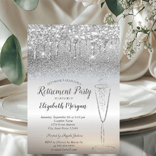 Invitación Vidrio bombea Purpurina Plata Jubilación Bokeh