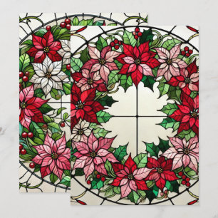 Invitación Vidrio con manchas de poinsettia floral imprimible