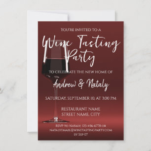 Invitación Vidrio de vino tinto en rojo