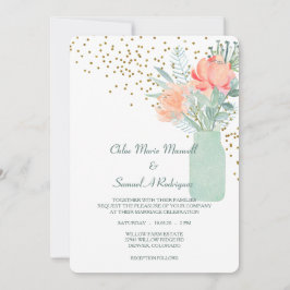 Invitación Vidrio escarpado Mason Jar Floral Boda