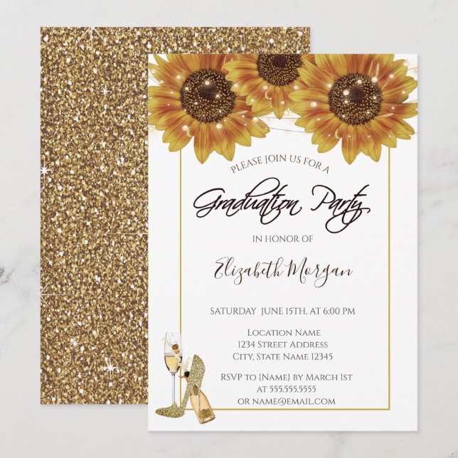 Invitación Vidrio, fiesta de graduación del Purpurina Heels S (Anverso / Reverso)