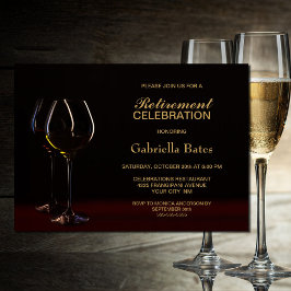Invitación Vidrio Fiesta de retiro de oro negro moderno
