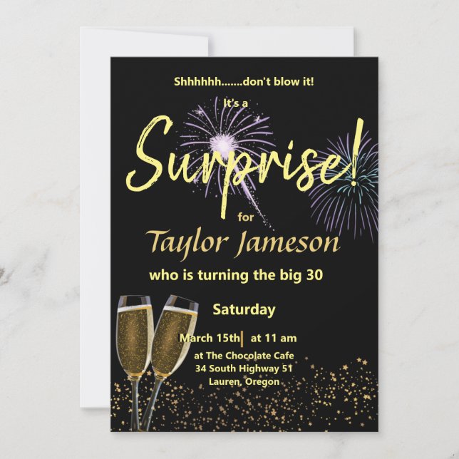 Invitación Vidrio negro y dorado (Anverso)